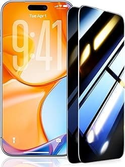 UltraGlass TOP 9H+ Armor for iPhone 15 Pro Privacy Screen Protector [NO.1 Military Grade Shatterproof] Screen Protector 15 Pro Tempered Glass [100% Anti-Spy], Longest Durable, 2 Pack