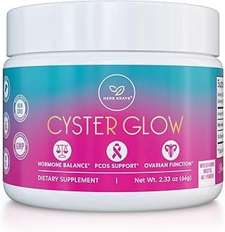 Herb Krave Cyster Glow Premium Myo-Inositol and D-Chiro Inositol Powder PCOS Supplement for Women -Ideal 40:1 Ratio-Hormone Balance, Fertility, Healthy Ovarian Function -Vitamin B8-30 Day Supply