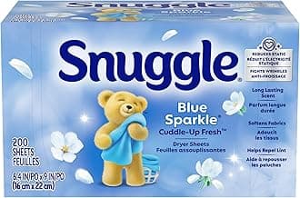 Snuggle Dryer Sheets, Long Lasting Fresh and Clean Scent, Laundry Fabric Softener, Control Static, Reduce Wrinkles, HE Safe, 200 Count