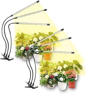 bseah Grow Light for Indoor Plants, Full Spectrum Plant Grow Lamp with 3/9/12H Timer, ON & Off, Clip-On Desk for Seed Starting 2 Pack
