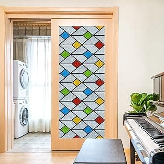 Stained Glass-Church Style Decorative Privacy Window Film Glue Free Static Cling Decals Heat Control Glass Sticker for Home Office W23.6 x H59.1(60x150cm)