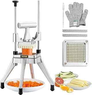 Commercial Vegetable Fruit Chopper 1/4" Blade Heavy Duty Professional Food Dicer Kattex French Fry Cutter Onion Slicer Stainless Steel for Tomato Peppers Potato Mushroom