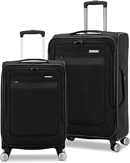 Samsonite Uni Ascella 3.0 Softside Expandable Luggage with Spinner Set of 2 Carry/M, Black, 2-piece Set (Carry-on/Medium), Ascella 3.0 Softside Expandable Luggage with Spinner Wheel, Black