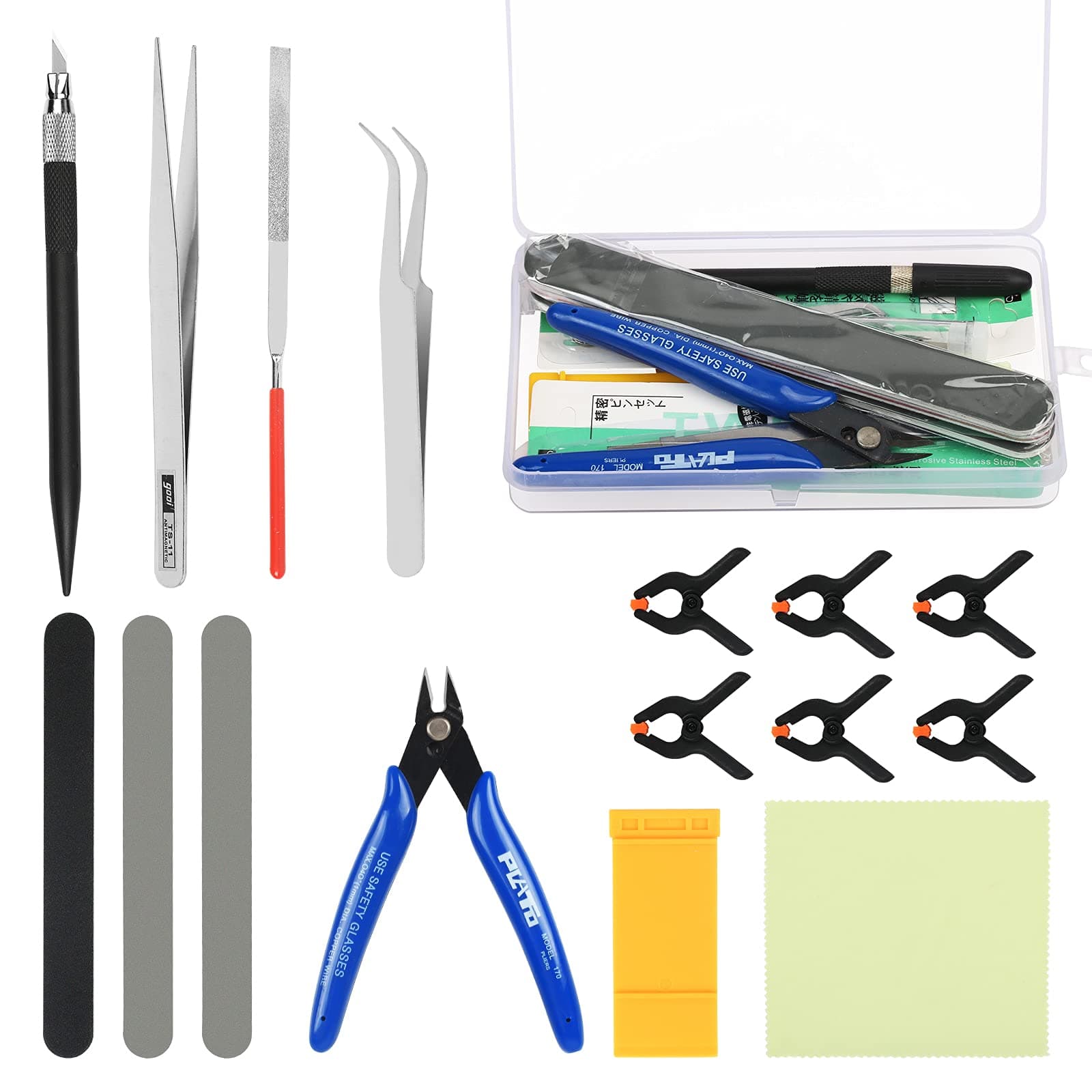 SUNYOK18pcs Model Tools Kit Gundam Model Making Tools Kit Hobby Craft Tool Sets for Model Making Modeler Basic Building Tools and Equipment for Plastic Planes Ship Boats Adults Kids