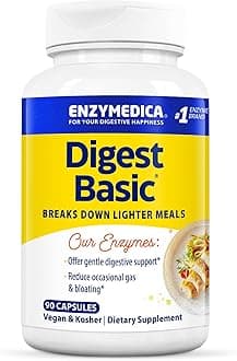 Enzymedica Digest Basic, Digestive Enzymes for Sensitive Stomachs, Offers Fast-Acting Gas & Bloating Relief, 90 Count