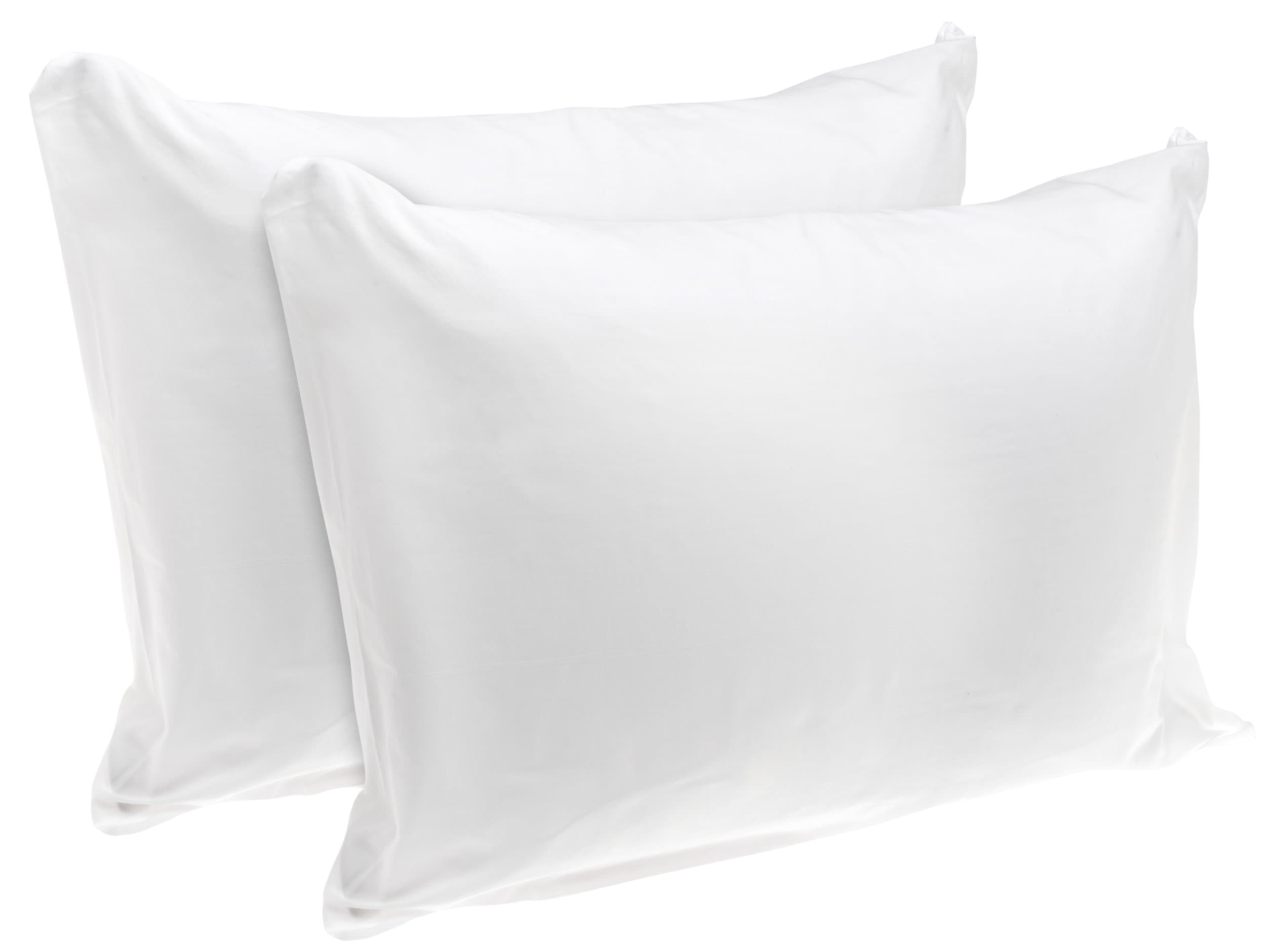 100% Cotton Zippered Pillow Protector, 2 Pack, Standard/Queen, White, 2 Count