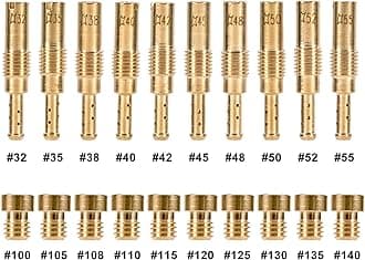 Trkimal 20PCS Carburetor Repair Accessories Kits, 10PCS Carburetor Main Jets and 10 Pcs Slow Pilot Jets for CVK PWK Keihin PWM OKO , Brass Jet Kits (20PCS-C)