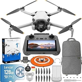 DJIMini 4 Pro Folding Drone with RC 2 Remote (With Screen) 4K HDR Video, Under 249g, 34 Mins Flight Time, Omnidirectional Vision Sensing Bundle with 1 Year DJI Care Refresh Plan & Accessories