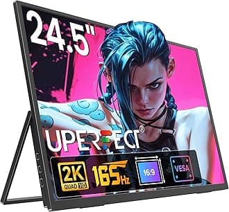 UPERFECTPortable Monitor IPS Display Matte Screen, with Standard HDMI/Type-C, Support VESA, Second Display for Laptop/PC/PS/Phone/Switches, with Smart Cover (2K 165Hz, 24.5 Inch)