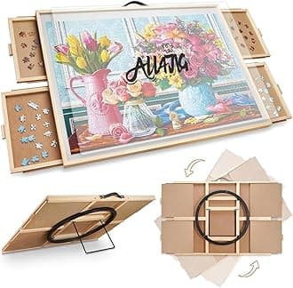 ALL4JIG 1000 Pieces 2-in-1 Tilting & Rotating Puzzle Board, 30.16" x 22.44"Adjustable Angle Puzzle Board with 4 Drawers & Clear Protective Cover, Birthday Gift for mom