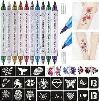 Temporary Tattoo Markers 10 Body Markers, Butterfly Temporary Tattoos for Women Girls Kids, Fake Colorful Butterflies Tattoo Waterproof for Face Body Arm Birthday Party (BETY3)