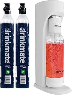 DrinkMateOmniFizz Sparkling Water and Soda Maker, Carbonates Any Drink Not Just Water, Fizzy Drink Maker, Water Carbonator, Sparkling Water Machine, x2 CO2 Cylinders Included, Classic White