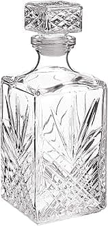 Selecta Collection Whiskey Decanter – Sophisticated 33.75oz Diamond Decanter With Starburst Detailing – For Whiskey, Bourbon, Scotch & Liquor