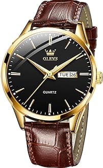 Amazon Watches,Brown Leather Watch for Men,Men Day Date Watch,Men's Luminous Watch,Dress Watch for Men,Rose Gold Watch for Men,Men's Fashion Quartz Watch,Waterproof Brown Man Watches