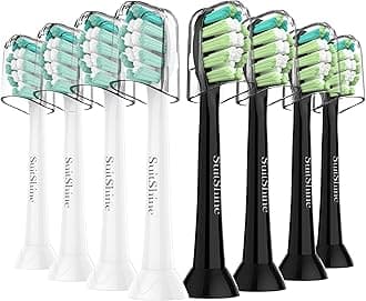 Replacement Toothbrush Heads Compatible with Philips Sonicare and More Click-on Handles 8 Pack Blackwhite