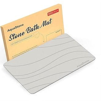 AQUASTONE Stone Bath Mat Extra Large - Non-Slip Super Absorbent Diatomaceous Earth Shower Mat - Fast-Drying Mat for Kitchen Counter, Tub & Bathroom Floor - Engraved GRAP Life White 77cm x 44cm 4103”