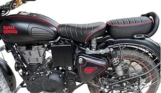 Sahara SeatsCompatible with Classic 350/500 Leather Finish seat Cover (Black & Red)