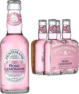 Fentimans Rose Lemonade - Botanically Brewed Lemonade made with Lemon Juice - Exquisitely Crafted and Refreshing Soft Drinks - Gluten-Free and Vegan Friendly Soft Drinks - 4 x 200 ml Bottles