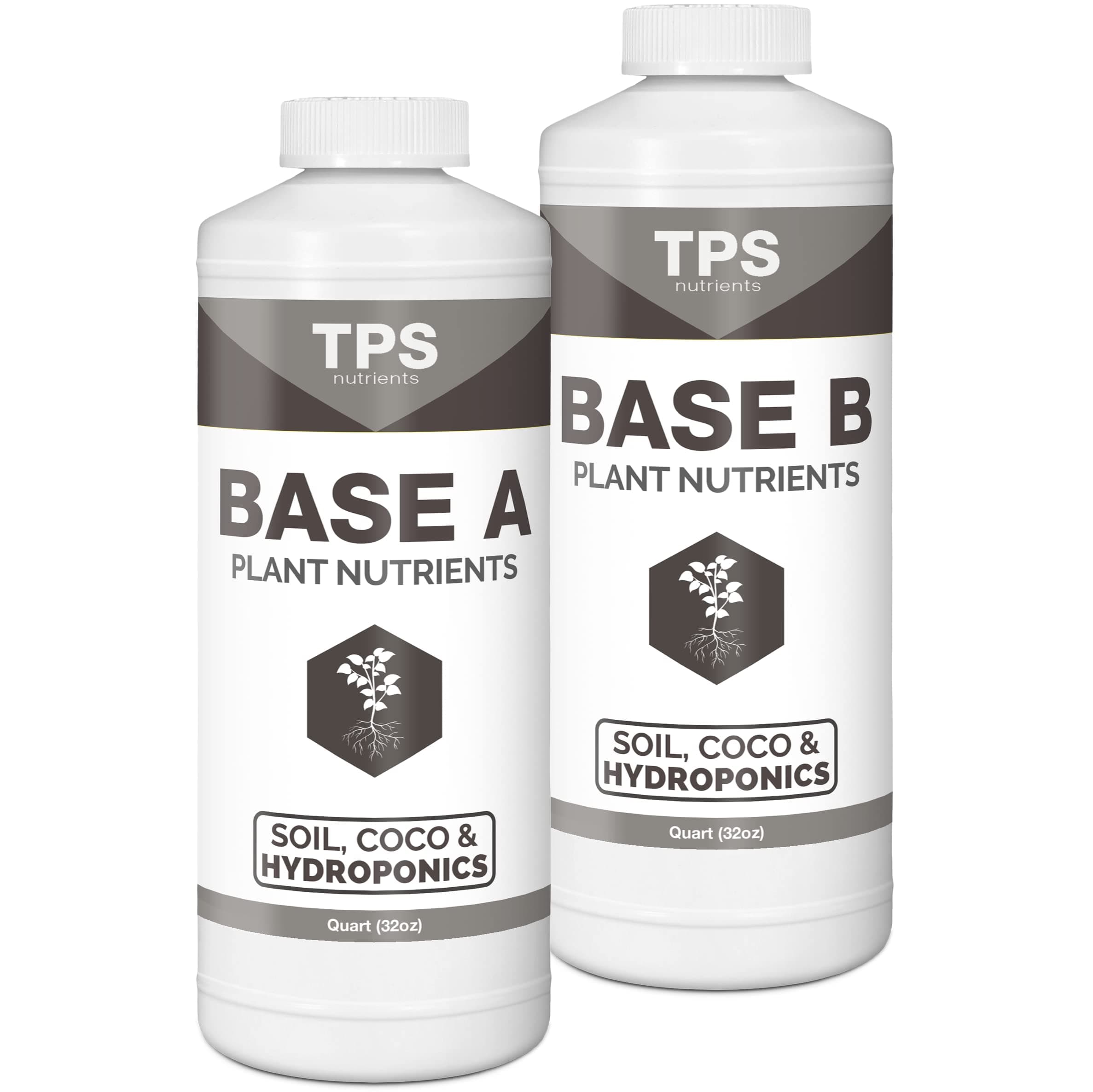 TPS NUTRIENTS Base A+B Two Part Set Complete Plant Growing Nutrient Formula for All Plants, for Both Soil and Hydro, Quart Set (2 x 32 oz)