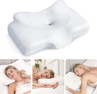 OsteoCervical Pillow for Neck Pain Relief, Hollow Design Odorless Memory Foam Adjustable Orthopedic Bed Pillows with Cooling Case for Sleeping, Contour Support for Side Back Stomach Sleepers