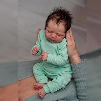 SCOM Reborn Baby Dolls Girl 18 Inch – Full Body Vinyl, Realistic Sleeping Newborn, Poseable & Washable, Hand-Rooted Hair, with Accessories, Gift Set for Kids 3+