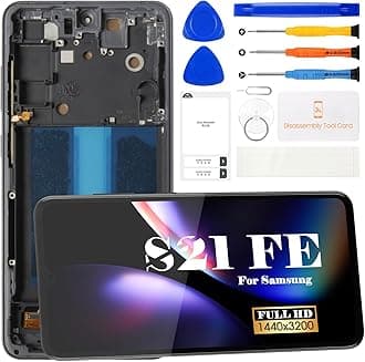 OLED for Samsung S21 FE 5g Screen Replacement for Samsung Galaxy S21 FE 5g LCD Screen for Galaxy SM-G990B SM-G990B/DS LCD Touch Screen Digitizer Assembly Repair Kits with Frame Black