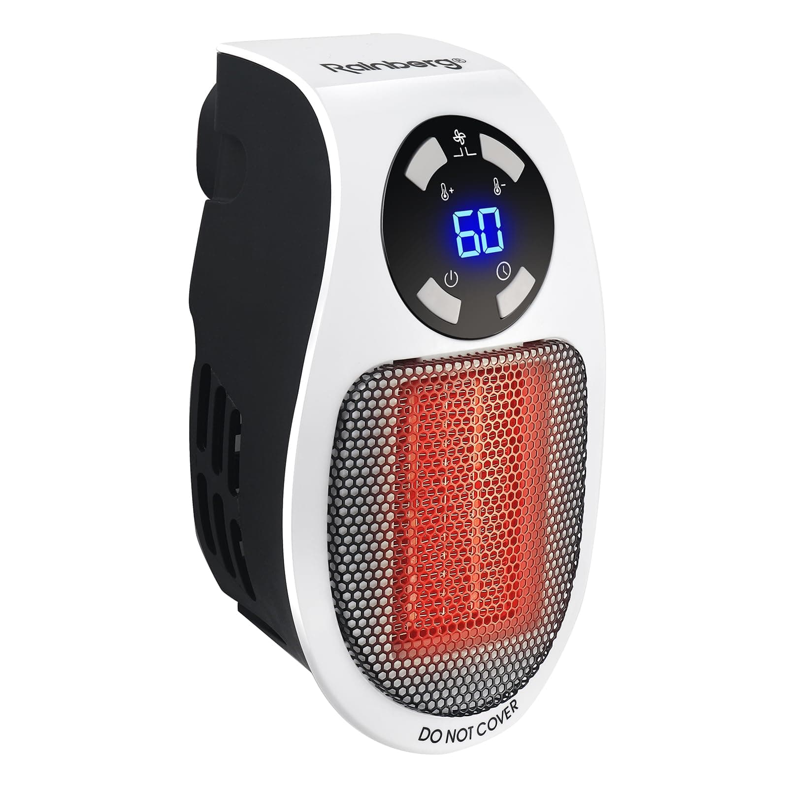 500W Ceramic Plug Heater, Remote Wall Outlet Space Heater, Adjustable thermostat, 12 Hour Timer and LED Display, 2 Fan Speeds, 15-32C Temperature Control, Auto Shut Off