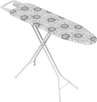 Bartnelli Ironing Board Made in Europe | Iron Board with 4 Layered Cover & Pad, Height Adjustable up to 36" Features A Safety Iron Rest, 4 Steel Legs, for Home Laundry Room or Dorm Use (43x14)
