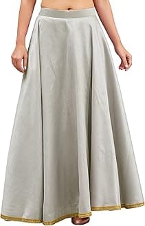 Studio ShringaarWomen's Poly Silk Skirt/Lehenga With 8 Meters Maxi Flare (Double Ghera)