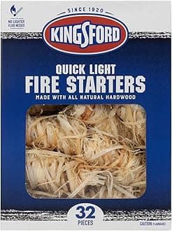 Kingsford Quick Light Fire Starter Rolls, All Natural Hardwood with Paraffin, Water Resistant and Easy Lighting for Charcoal, Pellet Grills, Smokers, Campfires, Outdoor Fireplaces, 32 Count