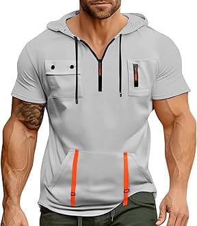 Hoodies for Men Quarter Zip Hoodie Lightweight Sweatshirt Pullover Oversized Hooded Tshirts with Pocket