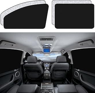 Car Side Window Sun Shades - 4 Pcs Front Rear Magnetic Privacy SunShades Black Silver SUV Windshield Curtain for Baby Kids