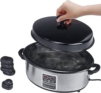 – Master Massage 6 Quart LED Hot Stone Warmer with Digital Display– Stainless Steel Hot Stone Heater Portable- Massage Stone Heating Device-Massage Essentials for Massage Therapists