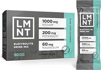 LMNT Keto Electrolyte Powder Packets | Paleo Hydration Powder | No Sugar, No Artificial Ingredients | Raw Unflavored | 30 Stick Packs