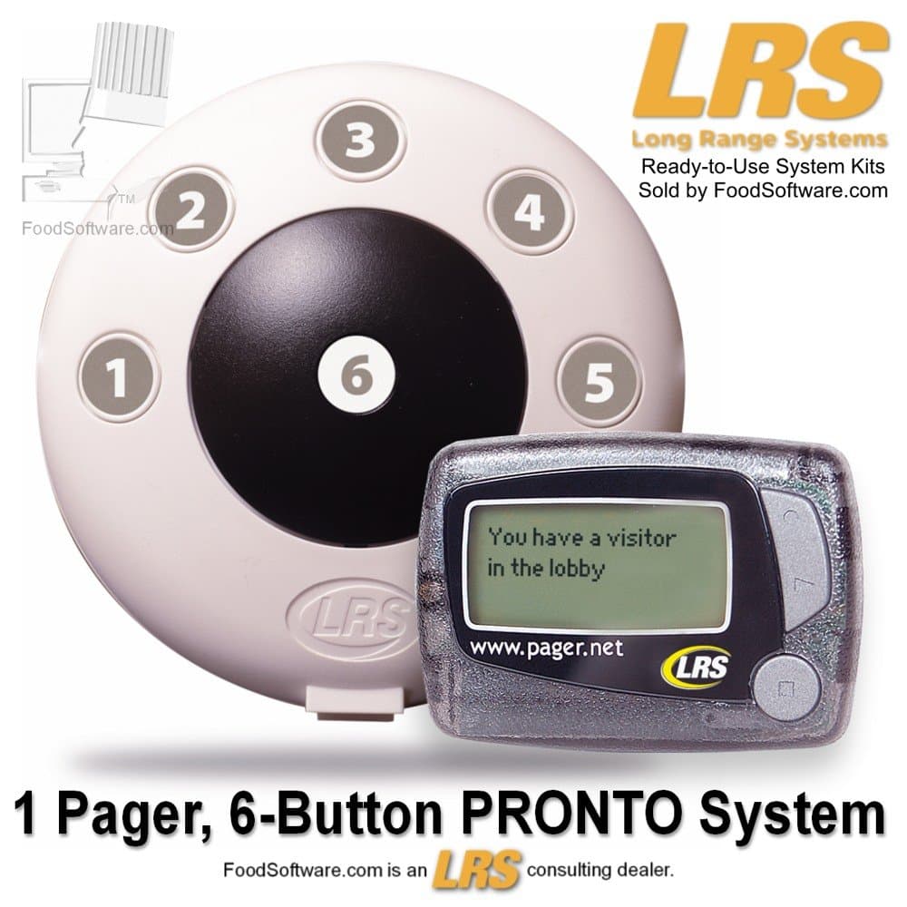 Text Pager System Kit with 6-Button Transmitter and 1 Text Pager