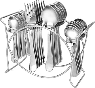 Parage Stainless steel Cutlery stand for dining table/Cutlery Rack for 24 pieces/Spoon stand/holder, Heavy Duty, Chrome Finish- ONLY STAND (Oval)