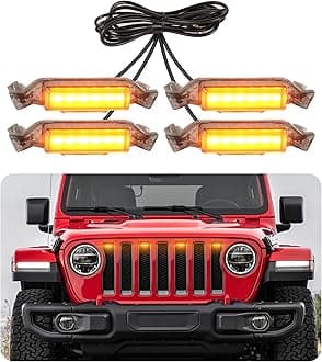 Grill Lights for Jeep Wrangler JL JLU Front Bumper Grille LED Running Marker Lamp Accessories (Amber, 2018-2023)