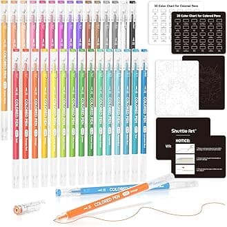 Shuttle Art 30 Colors Cute Journal Pens 0.6mm Fine Point Colored Gel Pens for Black Paper Adult Coloring Writing Drawing Journaling Note Taking School Office Home