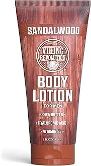 Viking Revolution Sandalwood Body Lotion for Men – Mens Lotion for Dry Skin with Shea Butter, Hyaluronic Acid and Vitamin B5 – Nourishing Mens Body Lotion for Hydrated and Smooth Skin (8oz, 1 Pack)