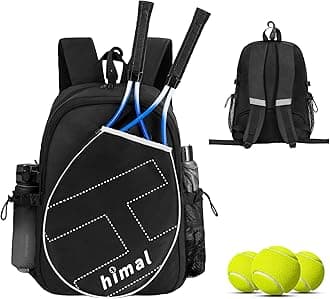 Tennis Bag Tennis Backpack for Men Women, Large Capacity Holds 2 Rackets with Ventilated Shoe Compartment and Insulated Pocket