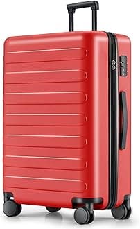 NINETYGO Large Checked Luggage 28 Inch, Checking In Luggage with Smooth Spinner Wheels, Lightweight, Hard Shell PC Suitcase, Lightweight Travel Luggage, TSA Approved (Raspberry, Rhine Basic)