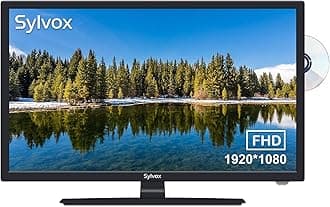 SYLVOX 27 Inch TV 12/24 Volt TV Full HD RV TV,1080P, Built-in Digital Video Disc Player and FM Radio, for Home, RV Camper and Mobile Use, Black
