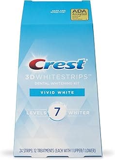 Crest 3D Whitestrips Vivid White Teeth Whitening Kit, 24 Strips, (12 Count Pack)