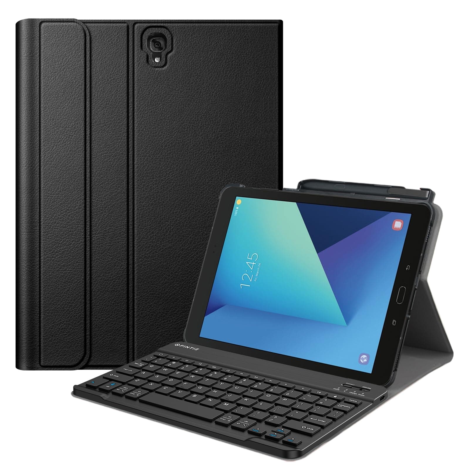 Keyboard Case for Samsung Galaxy Tab S3 9.7 2017 (Model SM-T820/T825/T827), Smart Slim Stand Cover with S Pen Protective Holder Detachable Wireless Bluetooth Keyboard, Black