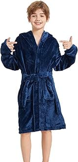 Boys Soft Fleece Robes Plush Hooded Bathrobes Sleepwear for Kids 1-16 Years