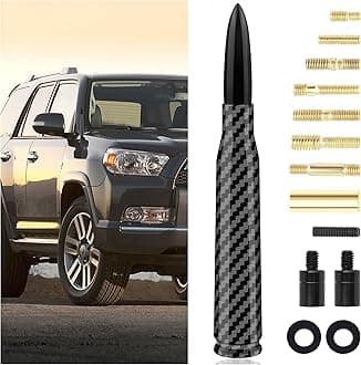 Car Bullet Antenna with 9PCS Screws,Carbon Fiber Antenna Topper Automotive Exterior Accessories Compatible with Chevrolet Ford GMC Dodge Jeep Toyota Cadillac,Fit for Car Truck SUV