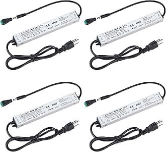 4 Packs LED Driver 40W 24V, Waterproof IP67 24V Power Supply, LED Transformer 90V-265V AC to 24V DC, LED Power Supply with 3-Prong Plug 3.3 Feet Cable for Constant Voltage LED Products