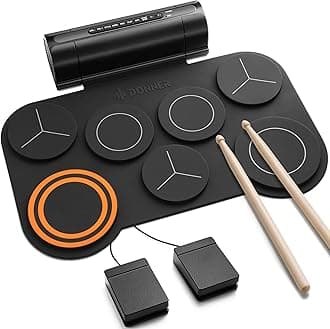 Electronic Drum Set, 7 Pads Electric Drum Pad Roll Up Quiet Drum Pad Built-in Speaker, 40 Drum Lessons Included, Kids Holiday Christmas & Birthday Gift Instrument Toys(DED-20)