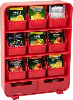 TBORG-RED Holder Tea Bag Organizer, Plastic