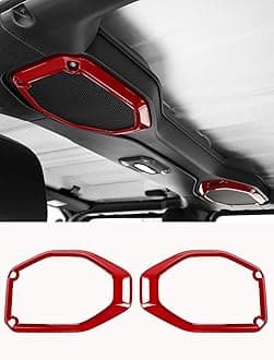 Red Interior Accessories - Soundbar Speaker Bezel Trim for 2018-2023 Jeep Wrangler JL JLU 4XE & Gladiator JT - Solid Color Interior Decor Upgrade Option, 2-Piece